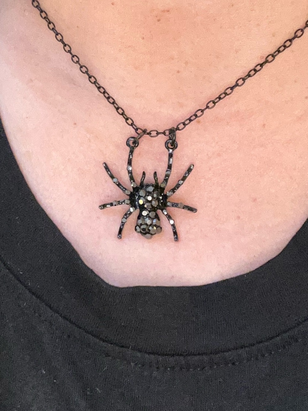 Black Spider Pendant Necklace - Women's Jewelry